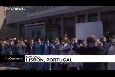 ببینید | قدردانی ماموران پلیس پرتغال از پرستاران و پزشکان