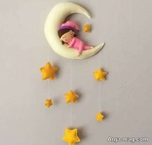آموزش ساخت آویز نمدی با طرح زیبای ماه و ستاره