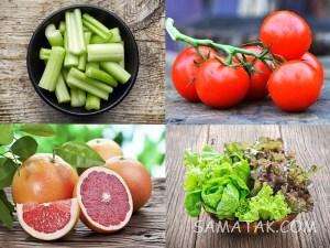 جدول غذاهای کالری منفی برای لاغری (مواد غذایی، سبزیجات، میوه ها)