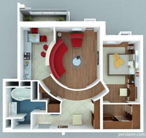 طراحی و چیدمان مدرن آپارتمان های یک خوابه