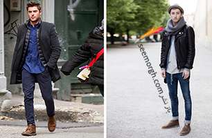 5 اصل شیک پوشی شلوار جین با نیم بوت های مردانه