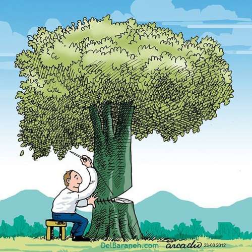 نقاشی درخت | ۶۲ نقاشی و کاریکاتور با موضوع درخت و درختکاری برای کودکان