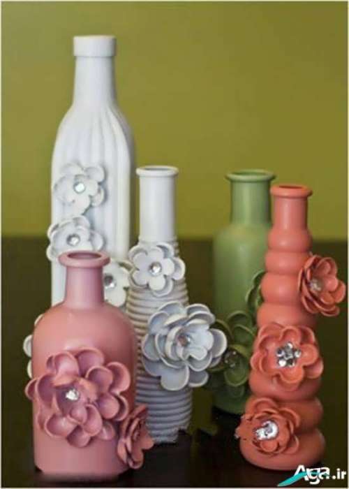 تزیین گلدان شیشه ای و پلاستیکی با ایده های ساده و جدید