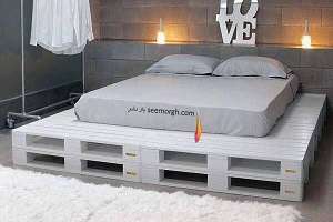 تخت خواب ارزان با پالت های چوبی، ایده هایی نو با سبک روستیک