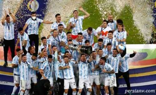 شادی پسران مسی پس از قهرمانی آرژانتین در مسابقات کوپا آمریکا