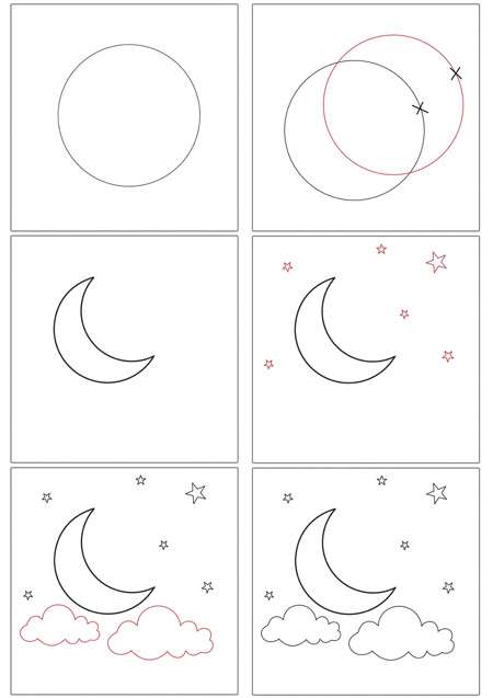 آموزش کشیدن ماه و ستاره