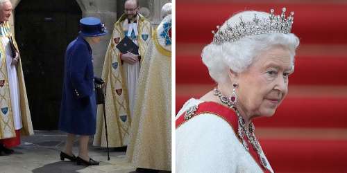 ملکه انگلیس برای اولین بار با عصا در ملأعام حاضر شد