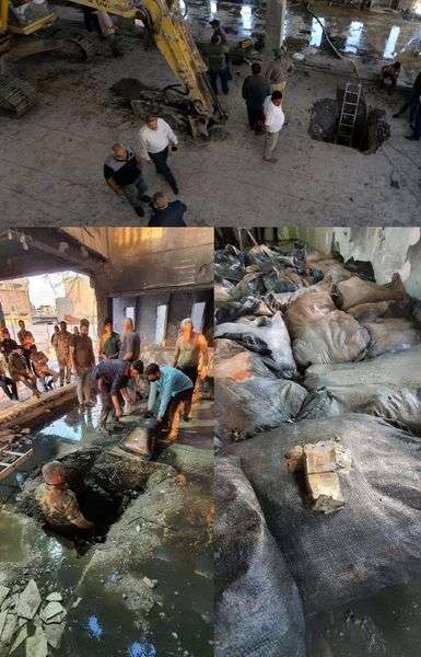 کشف ۲۰۰ کیسه اسکناس عراقی از زیر آوار