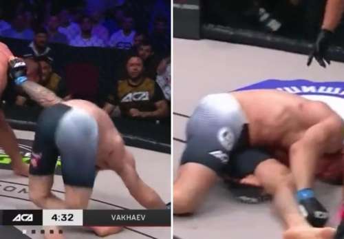 لحظه ترسناک شکستن پای مبارز روس در ثانیه‌های اول مبارزه + ویدیو