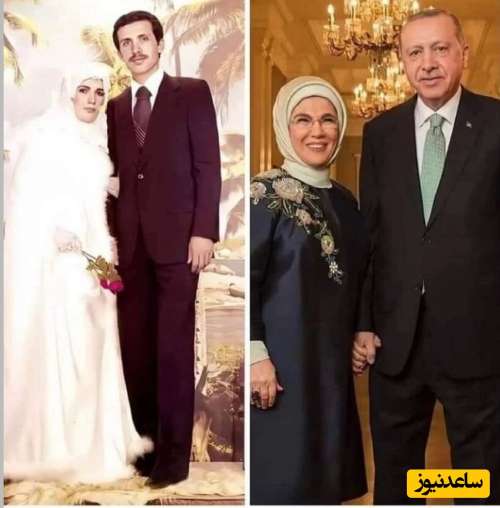 ژست سرد و سنگین اردوغان و همسرش در مراسم عقدشان+عکس/ خریدن شاخه گل به جای دسته گل برای عروس!