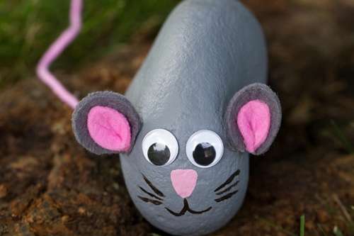آموزش ساخت کاردستی موش با سنگ همراه تصویر