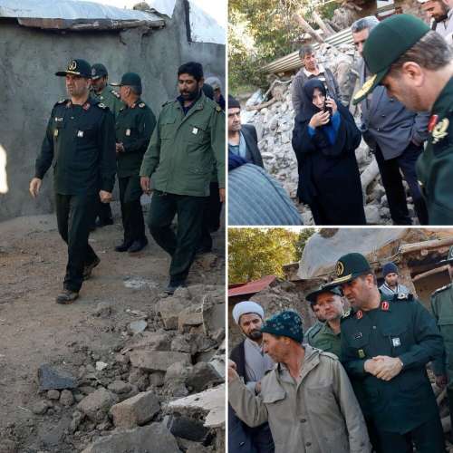 عکسی از حضور یک فرمانده سپاه در مناطق زلزله زده میانه