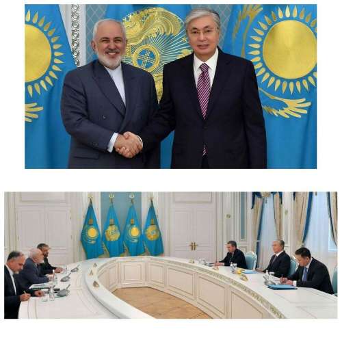عکس| ظریف با رئیس‌جمهور قزاقستان دیدار کرد